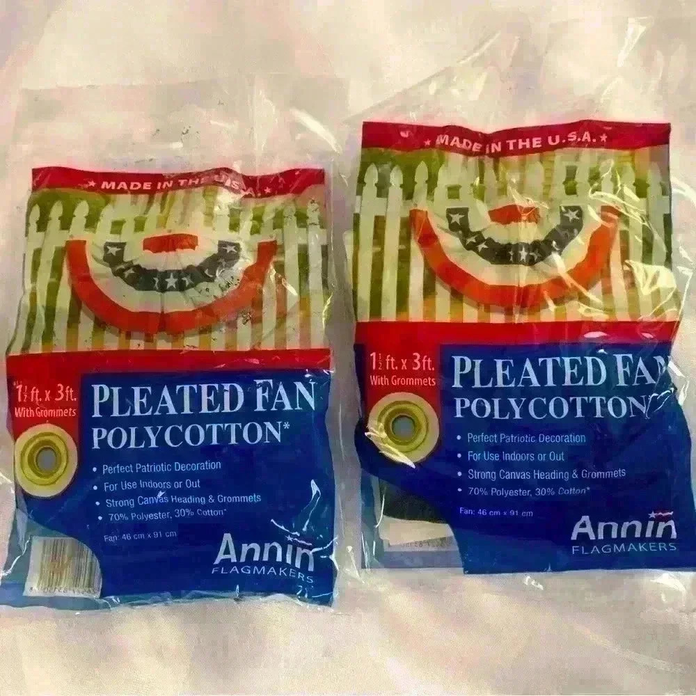 2New pleated fan, poly cotton, 1.5 ft.X3ft with Grommets strong canvas